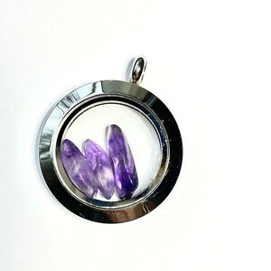 Round Silver tone Twist Screw Stainless Steel Floating Locket Pendant